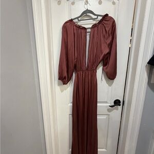 Zara Long Sleeve Burgundy Dress